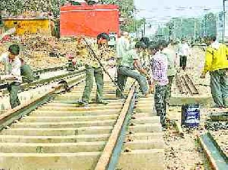 near the Crossing, rail track got laid 